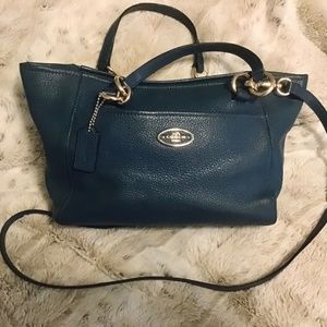 Coach Handbag Blue with Gold Hardware